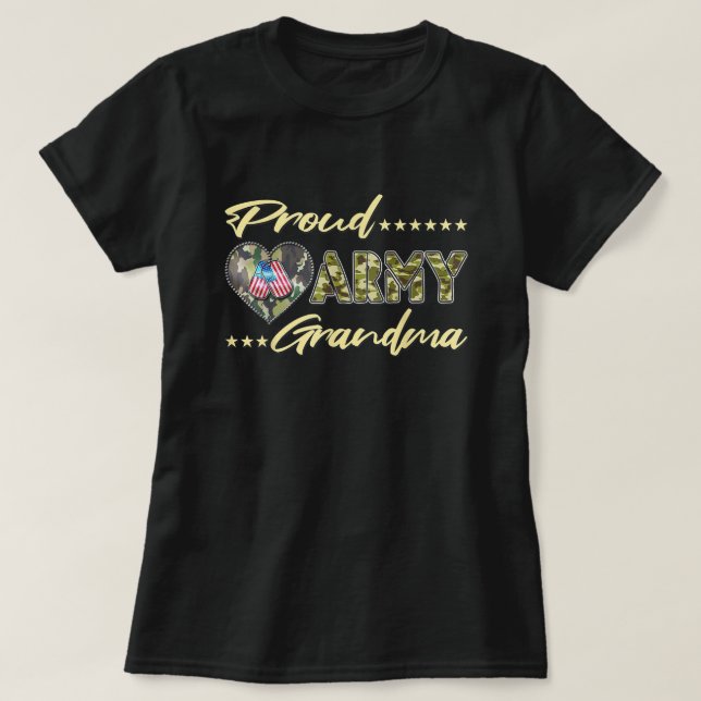 T-shirt Fier armée grand-mère US Drapeau chien balise mili (Design devant)