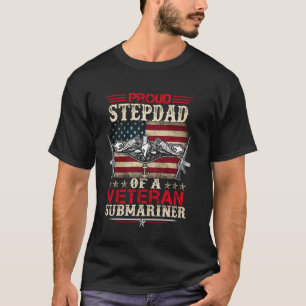 T-shirt Fier Beau-père d'un sous-marin vétéran Drapeau amé