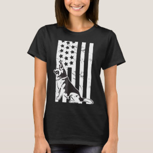 T-shirt Fier berger allemand chien drapeau américain
