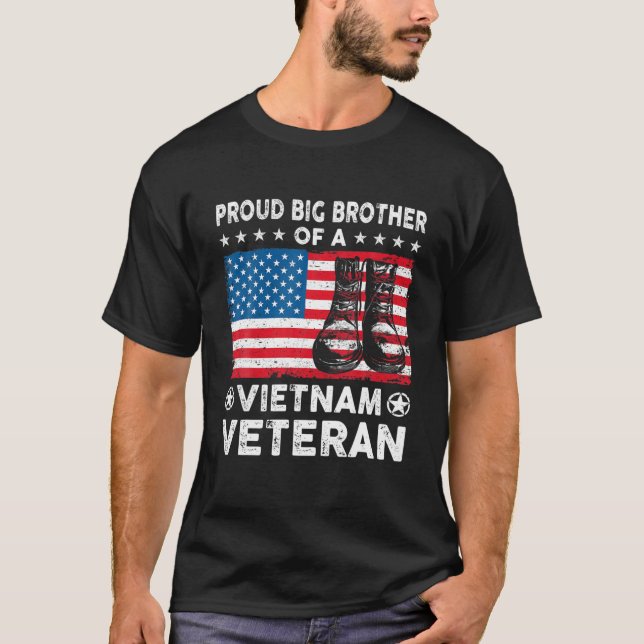 T-shirt Fier Big Brother Du Vietnam Vétérinaire États-Unis (Devant)