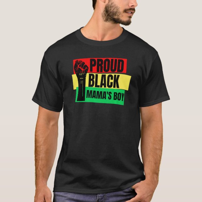 T-shirt Fier Black Mama's Boy Melanin Son Frère Hommes Amu (Devant)