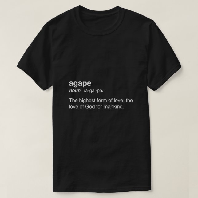 T-shirt Fier chrétien en Jésus Agape Définition (Design devant)