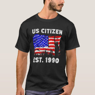 T-shirt Fier Citoyen Américain Est Depuis 1990 Pour New Am