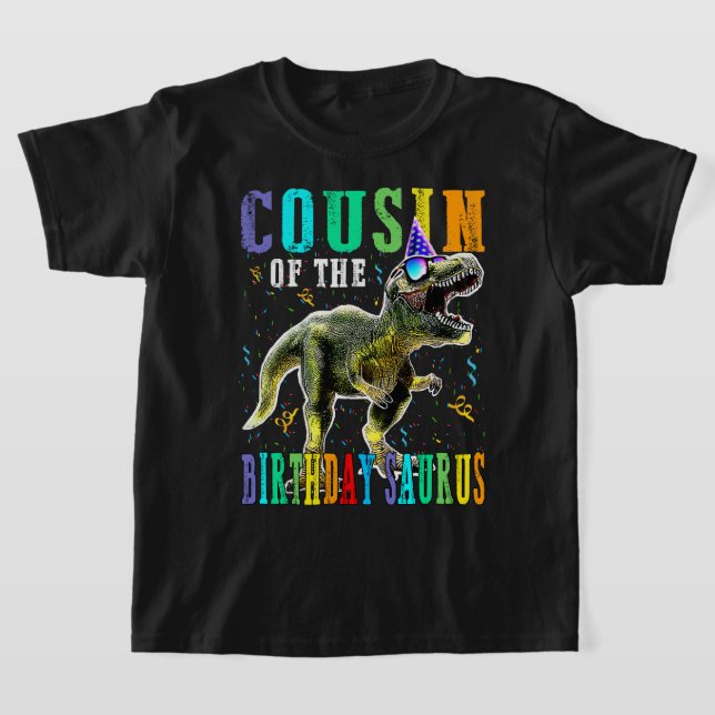 T-shirt Fier COUSIN De L'Anniversaire Saurus Dinosaur (Poser)
