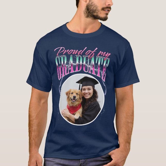 T-shirt Fier de mon Diplômé Photo personnalisée Chrome Lig (Devant)