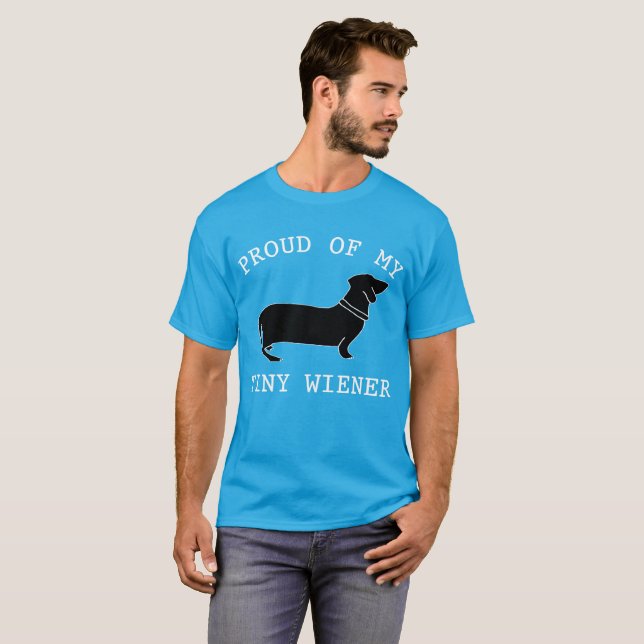 T-shirt Fier de mon minuscule Wiener Dachshund drôle (Devant entier)