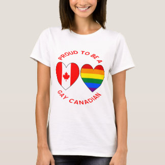 T-shirt Fier d'être gay Drapeaux cardiaques canadiens