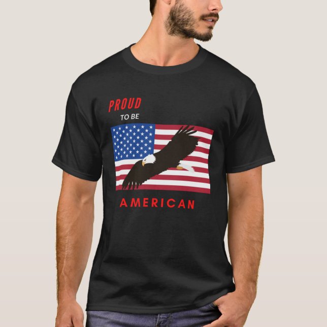 T-shirt Fier d'être un drapeau d'aigle américain Hommes Fe (Devant)