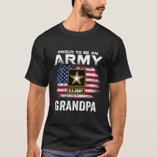 T-shirt Fier D'Être Un Grand-Père De L'Armée Avec Un Drape