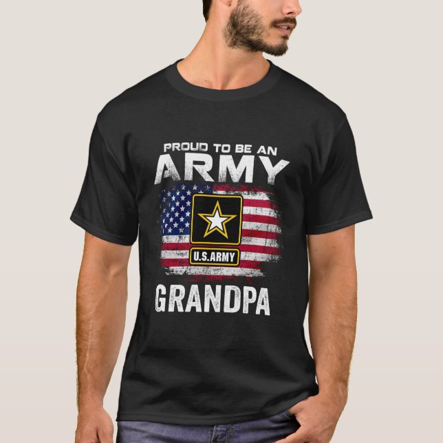 T-shirt Fier D'Être Un Grand-Père De L'Armée Avec Un Drape (Devant)