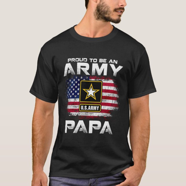 T-shirt Fier D'Être Un Papa De L'Armée Avec Drapeau Améric (Devant)