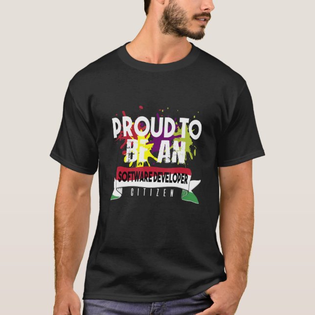 T-shirt Fier développeur de logiciels Profession citoyenne (Devant)
