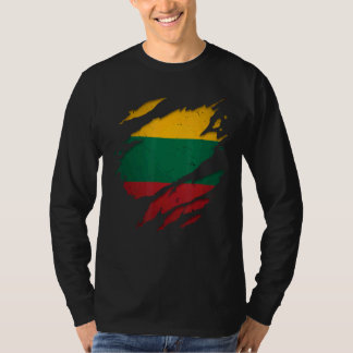 T-shirt Fier drapeau lituanien déchiré Lituanie