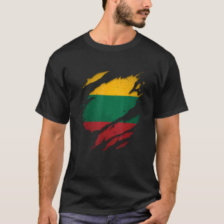 T-shirt Fier drapeau lituanien déchiré Lituanie