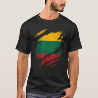 T-shirt Fier drapeau lituanien déchiré Lituanie