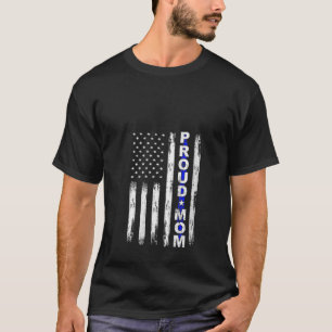 T-shirt Fier Femme Police Maman Mince Ligne Bleue Américai