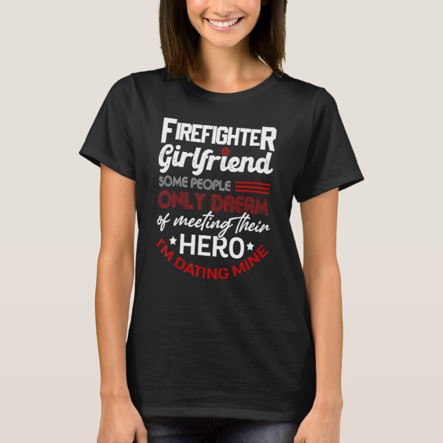 T-shirt Fier Fille Amie D'Un Pompier Mince Ligne Rouge Nou (Devant)