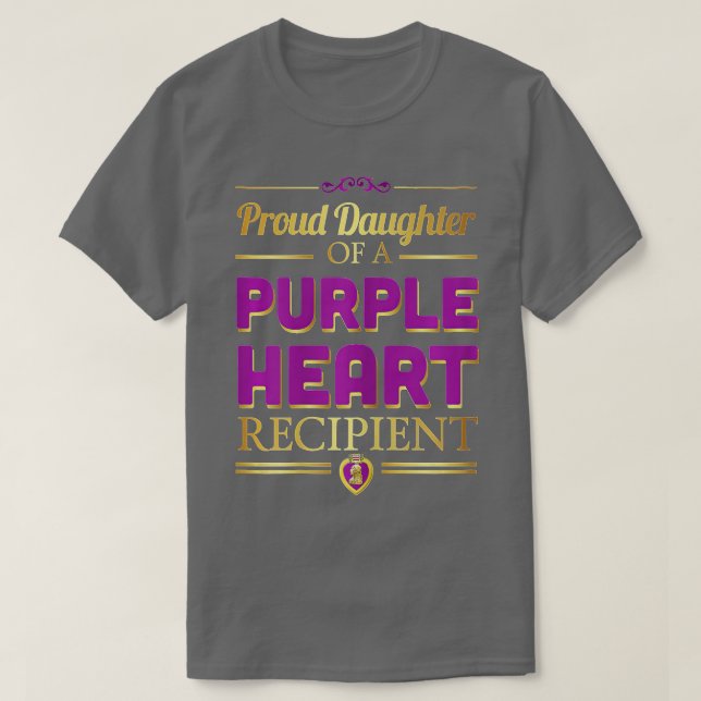 T-shirt Fier Fille D'Un Coeur Violet Bénéficiaire Militar (Design devant)