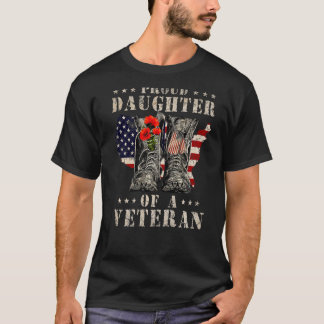 T-shirt Fier Fille D'Un Militaire Du Drapeau Américain