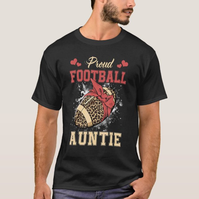 T-shirt Fier Football Tante Femmes Leopard Jeu Jeu Jeu Jou (Devant)