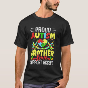 T-shirt Fier frère de l'autisme Amour Cœur Hommes Sensibil