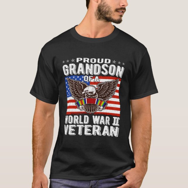 T-shirt Fier Grand-Fils D'Un Vétéran Patriotique De La Deu (Devant)