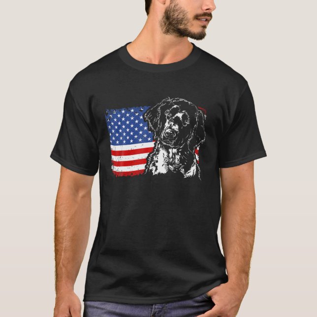 T-shirt Fier grand Munsterlander drapeau américain patriot (Devant)