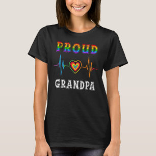 T-shirt Fier Grand-Père Lgbt Arc-en-ciel battement de coeu