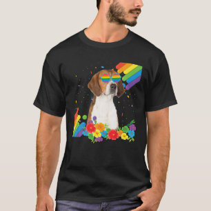 T-shirt Fier LGBT Gay Anglais Foxhound Dog Pride Drapeau