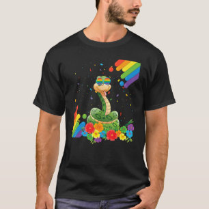 T-shirt Fier Lgbt Gay Snake Pride Drapeau Rainbow Lgbtq Le