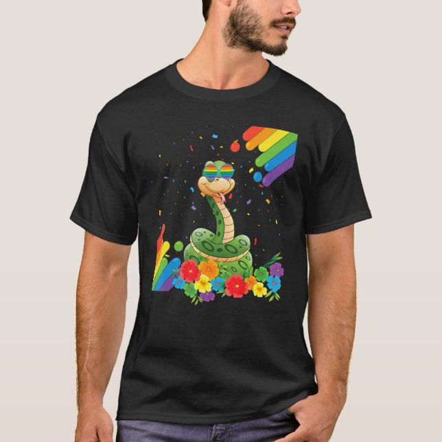 T-shirt Fier Lgbt Gay Snake Pride Drapeau Rainbow Lgbtq Le (Devant)