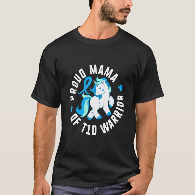 T-shirt Fier Mama De T1D Guerrier Diabète T1 Sensibilisati (Devant)