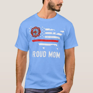 T-shirt Fier Maman de pompier Mince Ligne Rouge Mère Amer