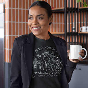 T-shirt Fier Maman Diplômée Blooming Fleur sauvage Moderne