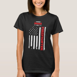 T-shirt Fier maman d'un pompier Distressed Drapeau