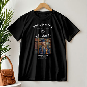 T-shirt Fier Maman Personnalisée Graduate Photo & Nom Noir