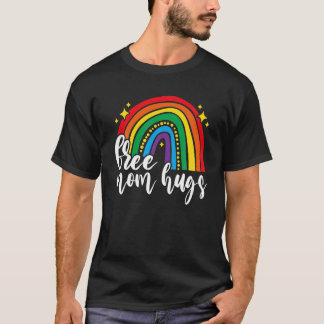 T-shirt Fier Maman Rainbow LGBT Heart Free Mom Hugs LGBT