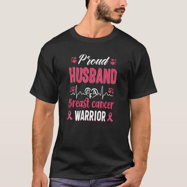 T-shirt fier Mari cancer du sein guerrier conscience rose (Devant)