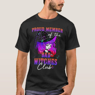 T-shirt Fier Membre De Bad Witches Club Messy Bun Skull H
