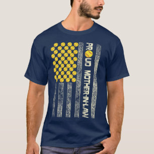 T-shirt Fier Mère de la loi américaine Drapeau softball Mè