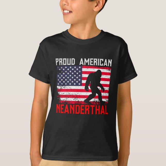 T-shirt Fier Nandertal américain | États-Unis Drapeau & Bi (Devant)