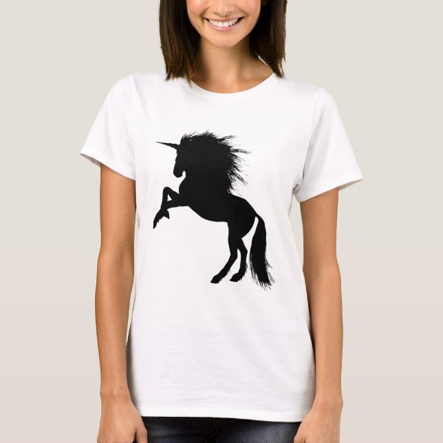 T-shirt Fier noir Unicorne Silhouette Imaginaire animal, Z (Devant)