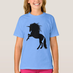 T-shirt Fier noir Unicorne Silhouette Imaginaire animal, Z