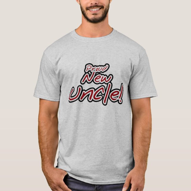 T-shirt Fier nouvel oncle - Texte rouge et noir (Devant)