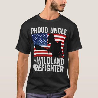 T-shirt Fier oncle d'un pompier sauvage Drapeau nous 