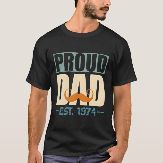 T-shirt Fier Papa Est1974 Meilleur Fête des pères Papa Pun (Devant)