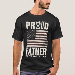 T-shirt Fier Père De Quelques Enfants Smartass Drapeau Amé