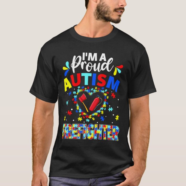 T-shirt Fier pompier Sensibilisation sur l'autisme Amour A (Devant)
