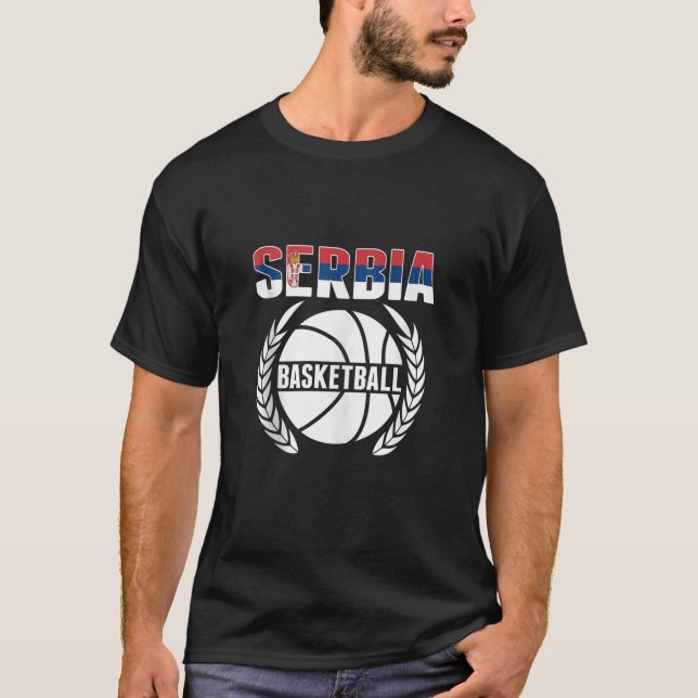 T-shirt Fier serbe de basket-ball Fans Jersey Serbe Drapea (Devant)