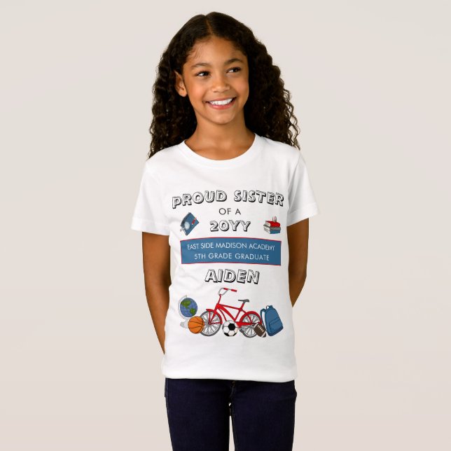 T-Shirt  Fier Soeur| Diplôme d'études élémentaires pour ga (Devant entier)